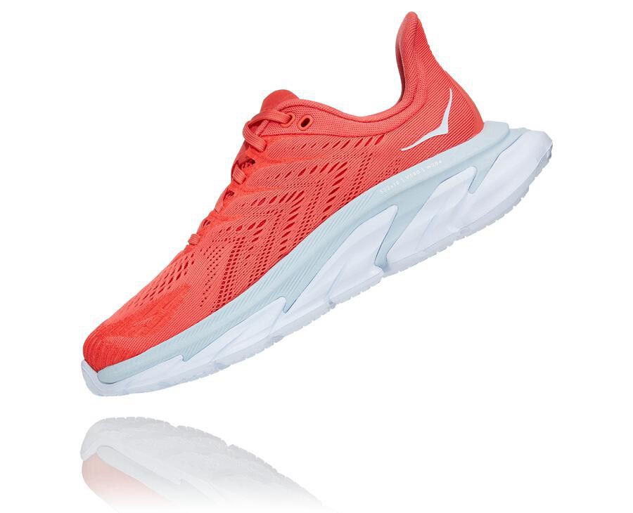 Tenis Hoka One One Feminino Vermelhas/Branco - Clifton Edge - 817-EXLUFJ